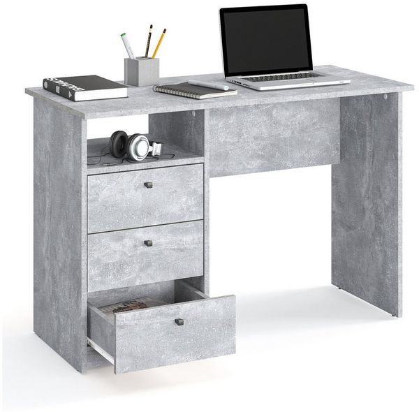 KOMTO Schreibtisch Oslo 110 H Griffe Computertisch Klein Arbeitstisch mit Schubladen, Büro PC-Tisch Kinderschreibtisch Schreibtisch 110 x 50 x 74 cm