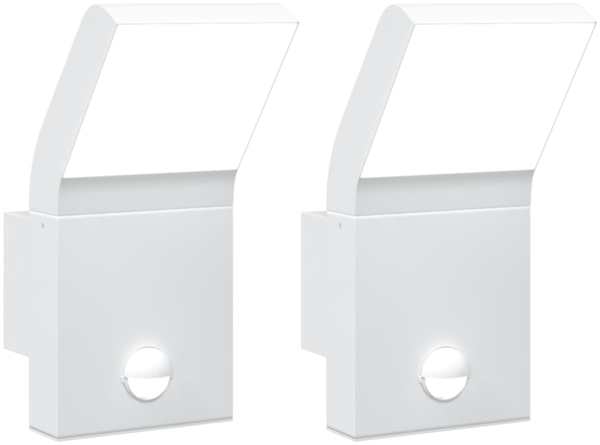 vidaXL LED-Außenwandleuchten mit Sensor 2 Stk. Weiß Aludruckguss 4006275
