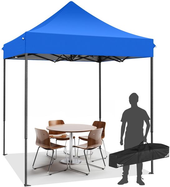 TOOLUCK 2x2M Faltpavillon Pavillon Wasserdicht Stabil Winterfest, Einfach Aufzubauendes Kommerzielles Hochleistungszelt, UV Schutz 50+ 3 Höhenverstellbar, Partyzelt mit Tragetasche, Blau