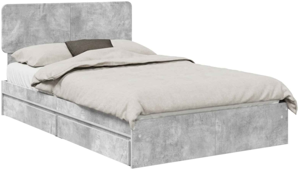 vidaXL Aufbewahrungsbett Beton Grau 135x190 cm Holzwerkstoff 3412286