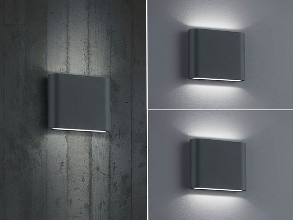 2er SET LED Außenwandleuchten Up and Down Light Anthrazit, Breite 11,5cm