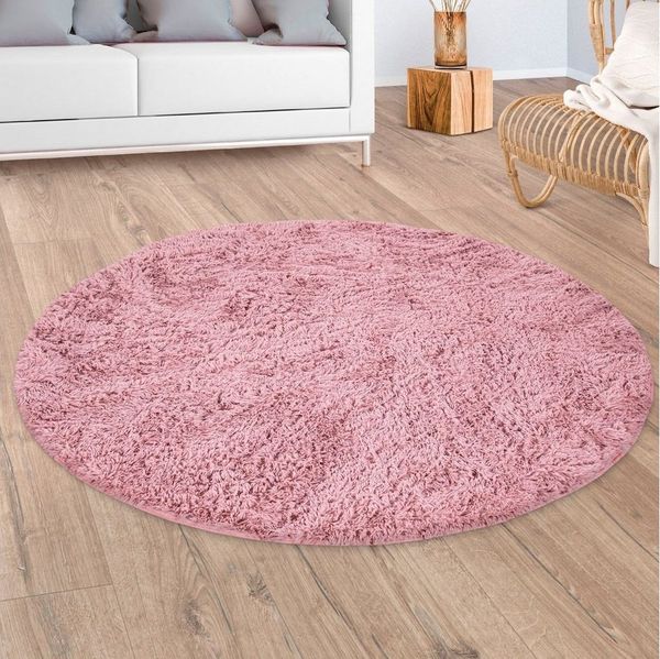 Paco Home Hochflor-Teppich Silky 591, rund, Höhe: 37 mm, Uni Farben, besonders weich und kuschelig