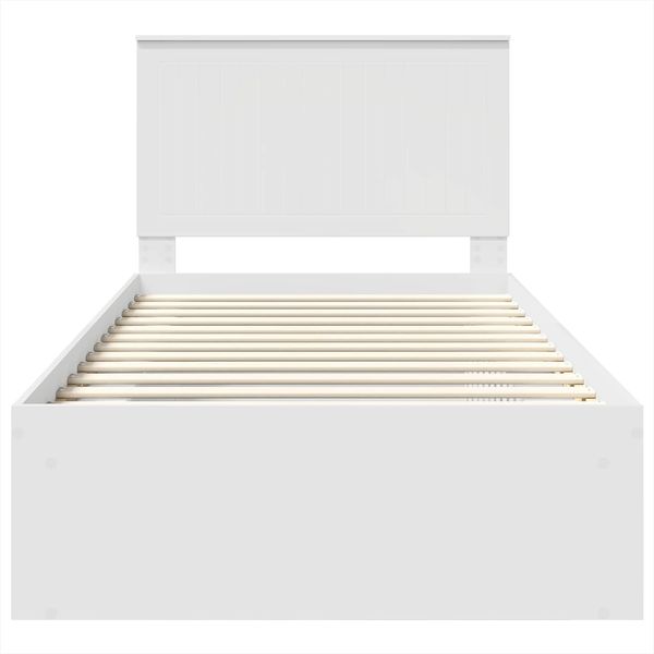 vidaXL Bettrahmen mit Kopfteil Weiß 100 x 200 cm Massives Kiefernholz 3411046 Bild 7