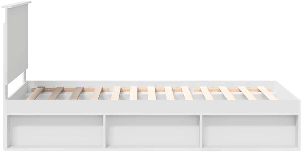 vidaXL Bettrahmen mit Kopfteil Weiß 100 x 200 cm Massives Kiefernholz 3411046 Bild 8