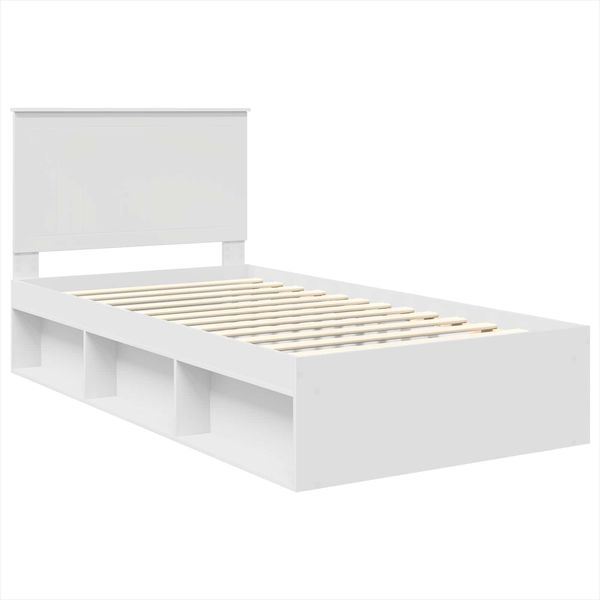 vidaXL Bettrahmen mit Kopfteil Weiß 100 x 200 cm Massives Kiefernholz 3411046 Bild 4