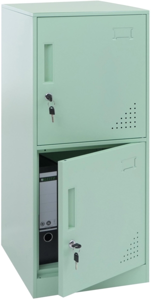 Spind HWC-P63, Schließfach Wertfachschrank Schließfachschrank 2 Türen, 90x38x45cm Stahl ~ mintgrün