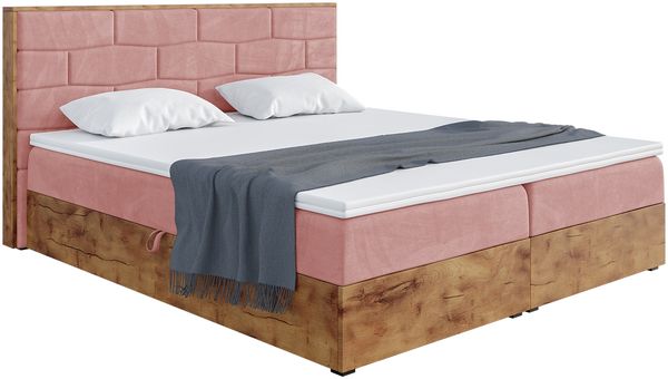 MEBLINI Boxspringbett LOFTY 9 140x200 cm mit Bettkasten - H3/Rosa Samt Polsterbett - Doppelbett mit Topper & Taschenfederkern-Matratze Bild 2