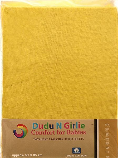 Dudu N Girlie Next2Me Baumwoll-Jersey-Spannbettlaken, 51x85 cm, 2-teilig, Gelb
