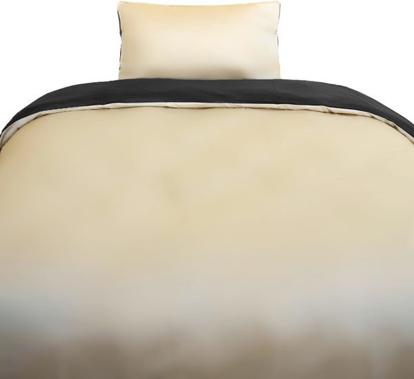 Einfarbige Wendebettwäsche 100% Baumwolle Satin mit Reißverschluss für Einzel- und Doppelbett Beige/Anthrazit 135 x 200 cm + 80 x 80 cm