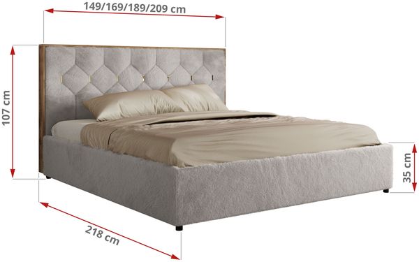 Polsterbett mit Bettkasten LARINO CLASSIC 180 x 200 cm Lattenrost und Gasdruckfedern, stabiles Bettgestell, modernes Design Multipocket Matratze - Hellgrau Plüsch - ELORI LUX Bild 4