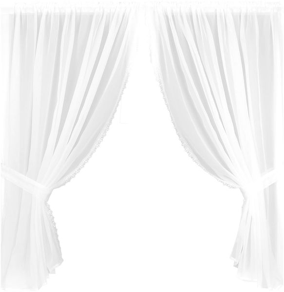 Gardinenset mit Stangendurchzug, Serie: Satin ca. 140x120 cm 140x120 cm weiß - spitze