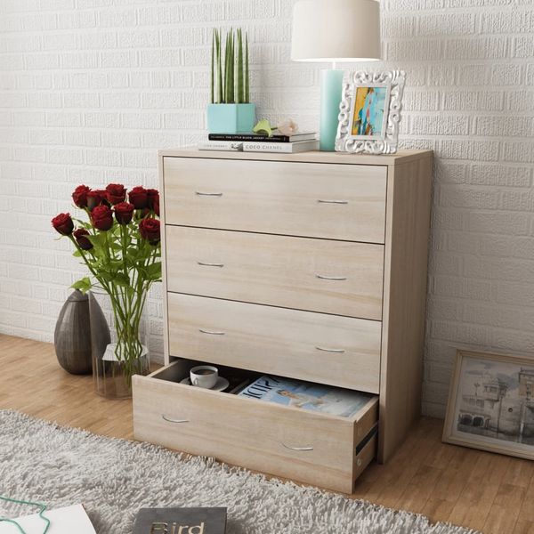 vidaXL Kommode mit 4 Schubladen 60×30,5×71 cm Eichenbraun 242544