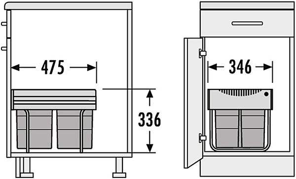 HAILO 3642-13 Abfallsorter 35 (18 + 2x8,5) Liter RAUMSPAR TANDEM ab 40 cm Schrankbreite Bild 2
