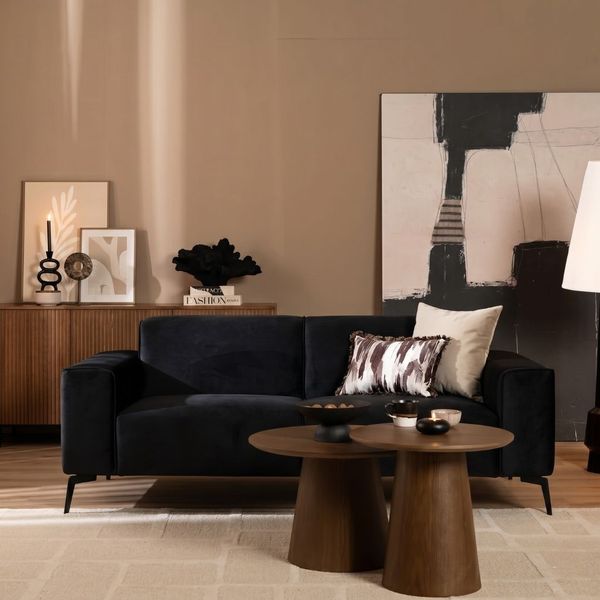 Bronx71 Samt Sofa Vegas 2,5-Sitzer schwarz