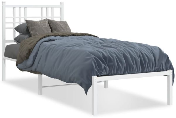 Einzelbettgestell Design für Erwachsene mit Kopfteil Metall Weiß 80x200 cm d2971e
