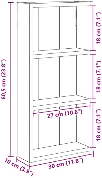 vidaXL Badezimmer-Wandschrank Kunsthandwerk Eiche 30 x 10 x 60,5 cm 889326 Bild 10