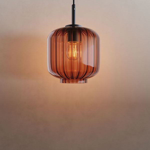 s.luce Velo Glas-Pendelleuchte Aufhängung 150cm Schwarz Braun Ø 20cm