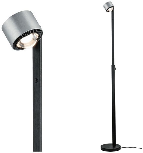 Paulmann 79717 LED Steh- und Leseleuchte Aldan dimmbar Schwarz Alu gebürstet
