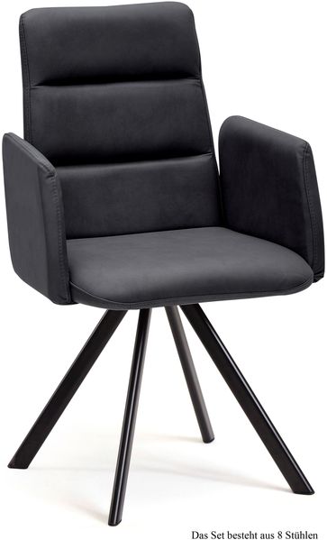 Armlehnstuhl (8er-Set) Deane 52x92x60 Schwarz/Anthrazit