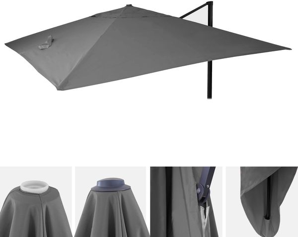Ersatz-Bezug für Luxus-Ampelschirm HWC-A96, Sonnenschirmbezug Ersatzbezug, 3x3m (Ø4,24m) Polyester 2,7kg ~ anthrazit