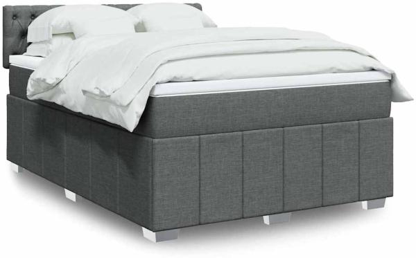 vidaXL Boxspringbett mit Matratze Dunkelgrau 140x190 cm Stoff 3287071