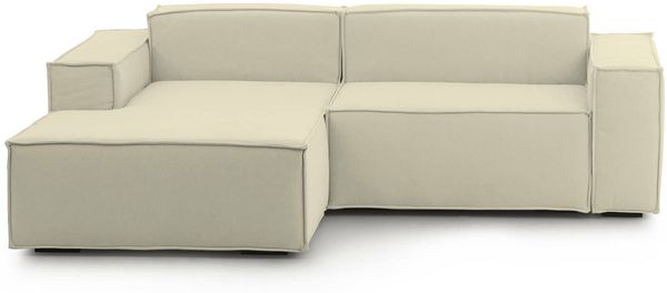 Dmora Sofa mit Halbinsel Assurte, modulares Sofa mit linker Chaiselongue, modernes Stoffsofa, 100 % Made in Italy, 240 x 170 x 70 cm, Beige