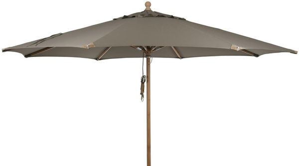 Sonnenschirm Parma aus Buchenholz und Polyester, modern skandinavisch, Taupe, Ø 350 cm