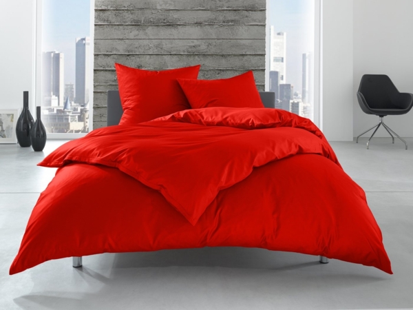 Renforcé / Linon Bettwäsche 100% Bio Baumwolle (kba) orange Garnitur 135x200 + 80x80