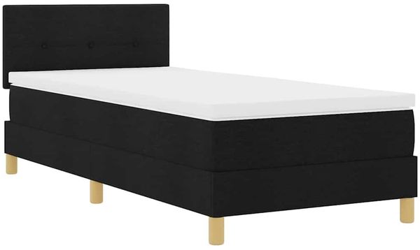vidaXL Boxspringbett mit Kissen mit Kopfteil Schwarz 90 x 200 cm Stoff 3338890 Bild 4