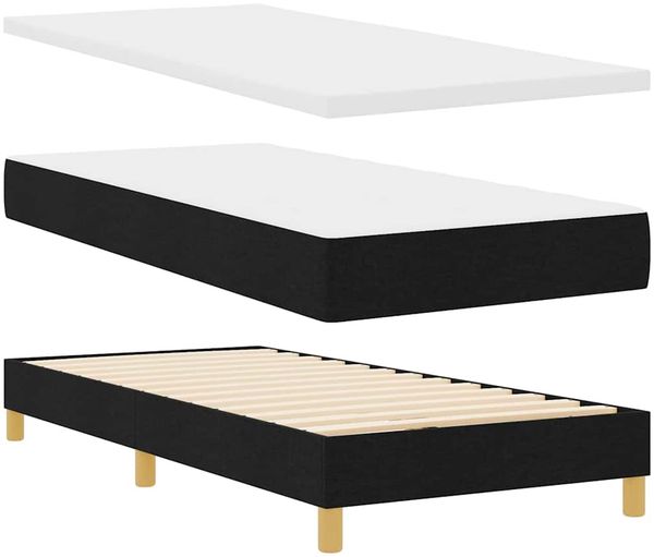 vidaXL Boxspringbett mit Kissen mit Kopfteil Schwarz 90 x 200 cm Stoff 3338890 Bild 5