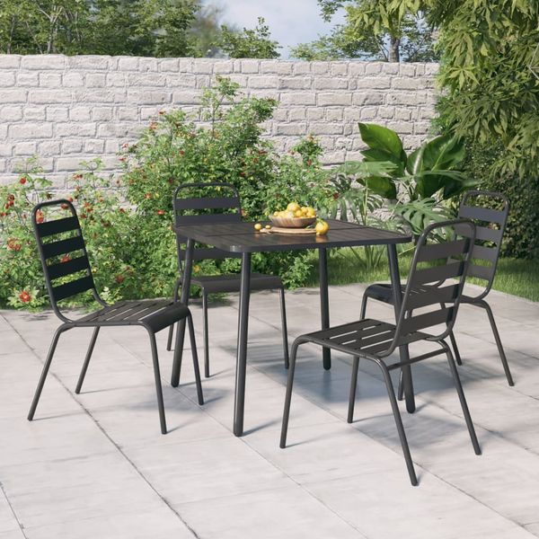 vidaXL 5-tlg. Garten-Essgruppe Anthrazit Stahl 3187988