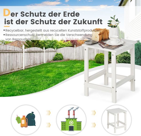 Beistelltisch Witterungsbeständiger HDPE Adirondack Tisch 36 x 36 x 47 cm Weiß