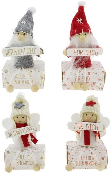 Annastore Geschenkbox Süße Wichtel auf kleiner Box aus Karton für Geldgeschenke, Geldverpackung Weihnachten