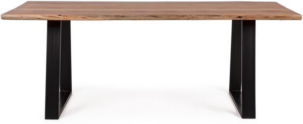 Esstisch Rutar aus Akazienholz, modernes Design, natur, 200 cm, Metallgestell schwarz