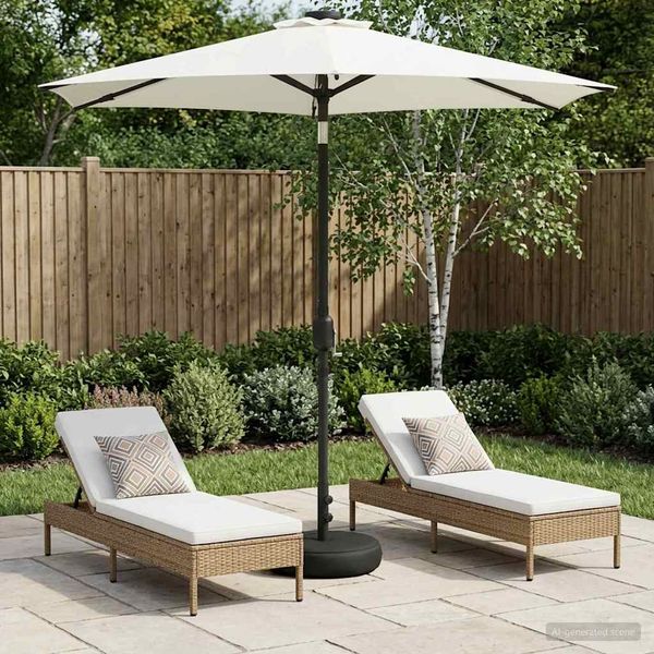vidaXL Gartenparasol mit LED-Lichtern und Sockel 230 x 230 cm 42036249