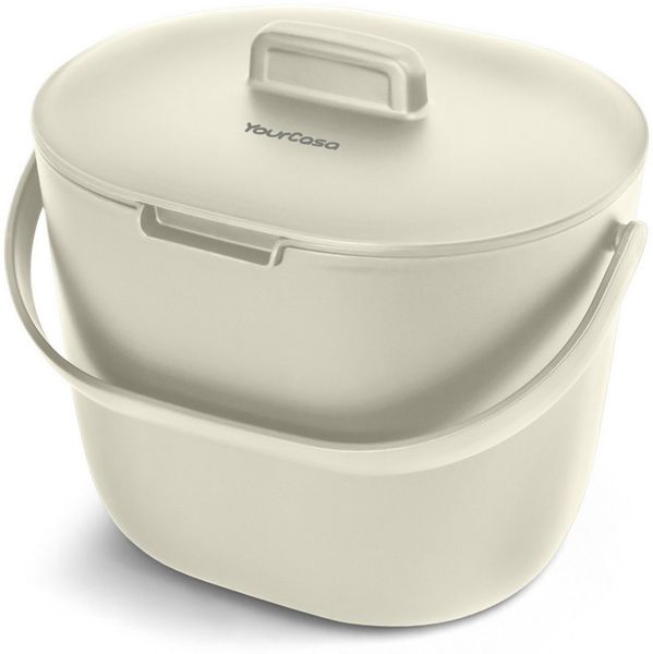 YourCasa Biomülleimer Küche 6L für alltäglichen Biomüll Spülmaschinenfest mit Sieb, Spülmaschinenfest, 6L Fassungsvermögen