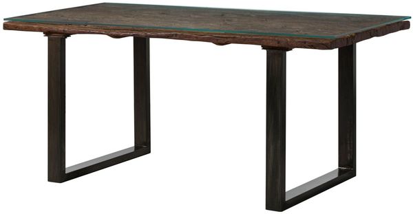 Esstisch CITY Altholz recycelt natur Glas 180x90 Wolf Möbel