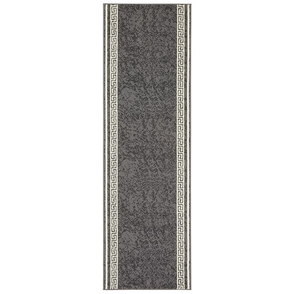 Kurzflor Teppich Läufer Casa Grau Creme - 80x400x0,9cm