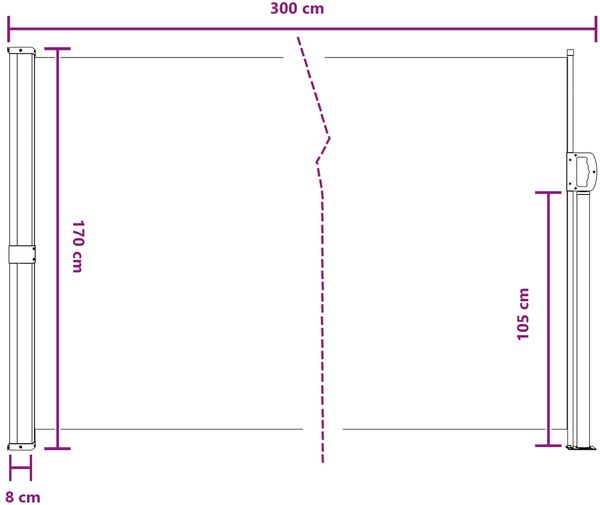 vidaXL Ausziehbares Seitenmarkise Creme 300 x 170 cm Polyester 42035424 Bild 8