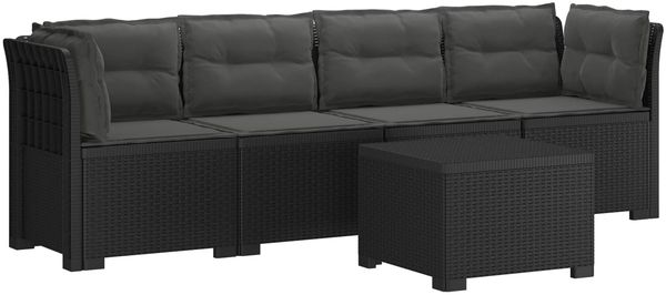 vidaXL 4-Sitzer Gartensofa mit Kissen Rattan Look PP Anthrazit 3443871