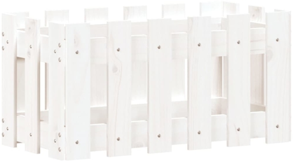 vidaXL Pflanzkübel Lattenzaun-Design Weiß 60x30x30 cm Kiefernholz 832468