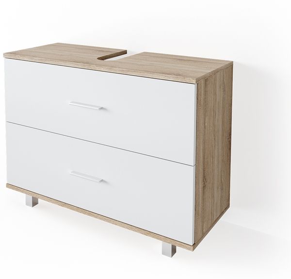 Vicco 'Ilias' Waschbeckenunterschrank, Spanplatte, 60,8 x 80 x 33 cm, Sonoma Weiß