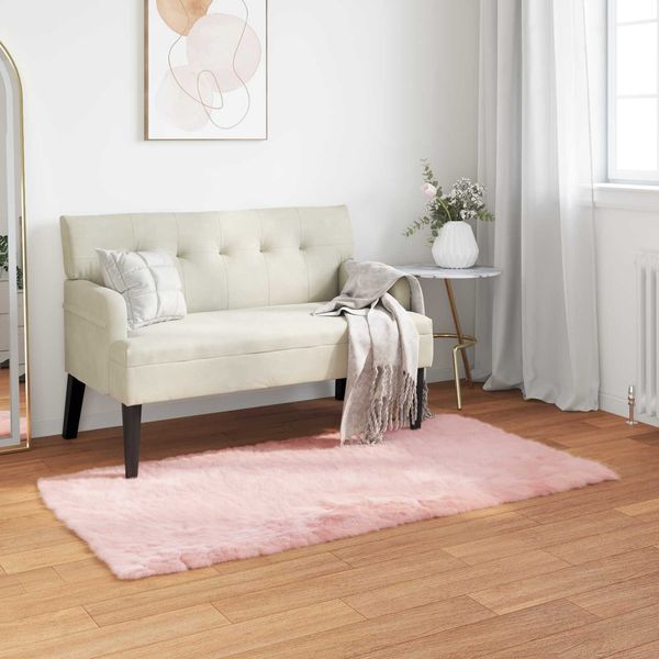 vidaXL Teppich aus Kunstschaffell TAFALLA Rosa 60 x 110 cm Polyester 42021543