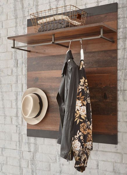 Garderobenpaneel Ward in Used Wood Shabby und Matera grau 80 x 100 cm