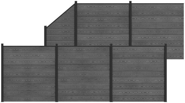 vidaXL zaunset 6 pcs 965 x 186 cm WPC und Aluminium Grau 3429406 Bild 2