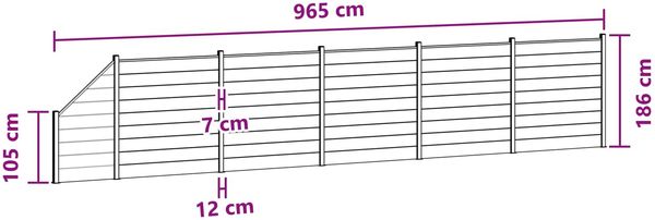 vidaXL zaunset 6 pcs 965 x 186 cm WPC und Aluminium Grau 3429406 Bild 12