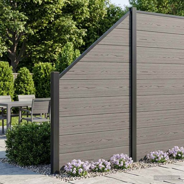 vidaXL zaunset 6 pcs 965 x 186 cm WPC und Aluminium Grau 3429406