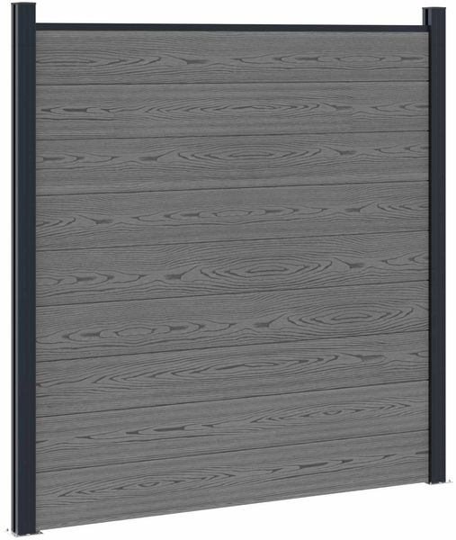 vidaXL zaunset 6 pcs 965 x 186 cm WPC und Aluminium Grau 3429406 Bild 3