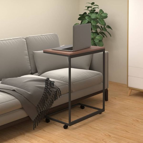 vidaXL Beistelltisch mit Rollen Schwarz 55x35x70 cm Holzwerkstoff 343100