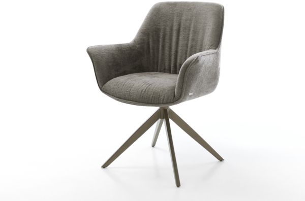 Drehstuhl Keila-Flex mit Armlehnen Bouclé Soft Schlamm Kreuzgestell breit Effektfinish Titan 360° drehbar Wippfunktion